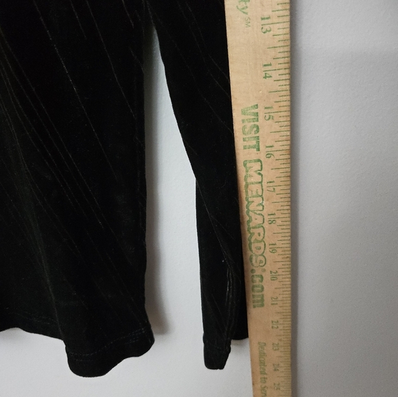 Di Marco Vtg Small Velvet Cowl Neck Shirt Velour Black Gold Stripes Plush - Picture 10 of 11